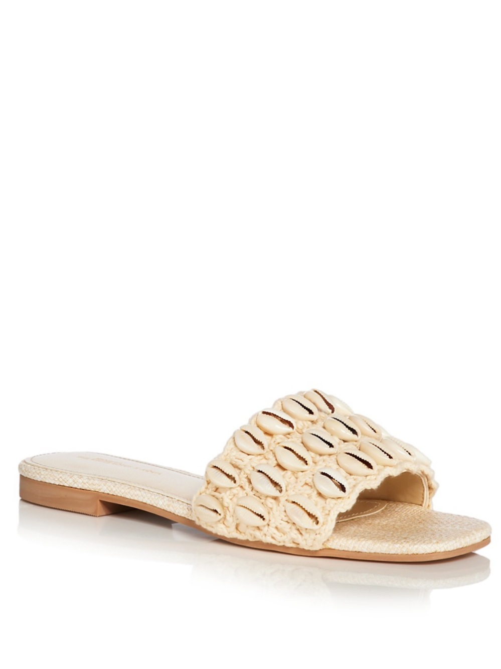 White Lotus x Aqua Women’s Raffia & Shell Slide Sandals Bloomingdale’s Size 6.5